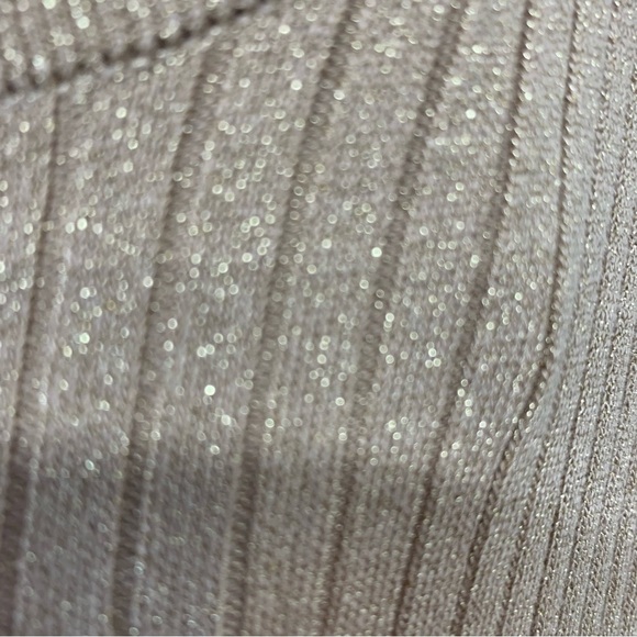 Express Ribbed Knit Midi Dress Medium Tall ‎ Gold Metallic Sparkle Sleeveless - Picture 4 of 10